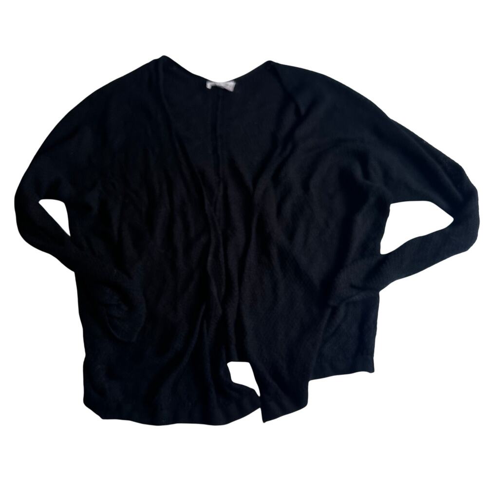 Becaal Black Open Cardigan Sweater - Ruched Sleeves S/M